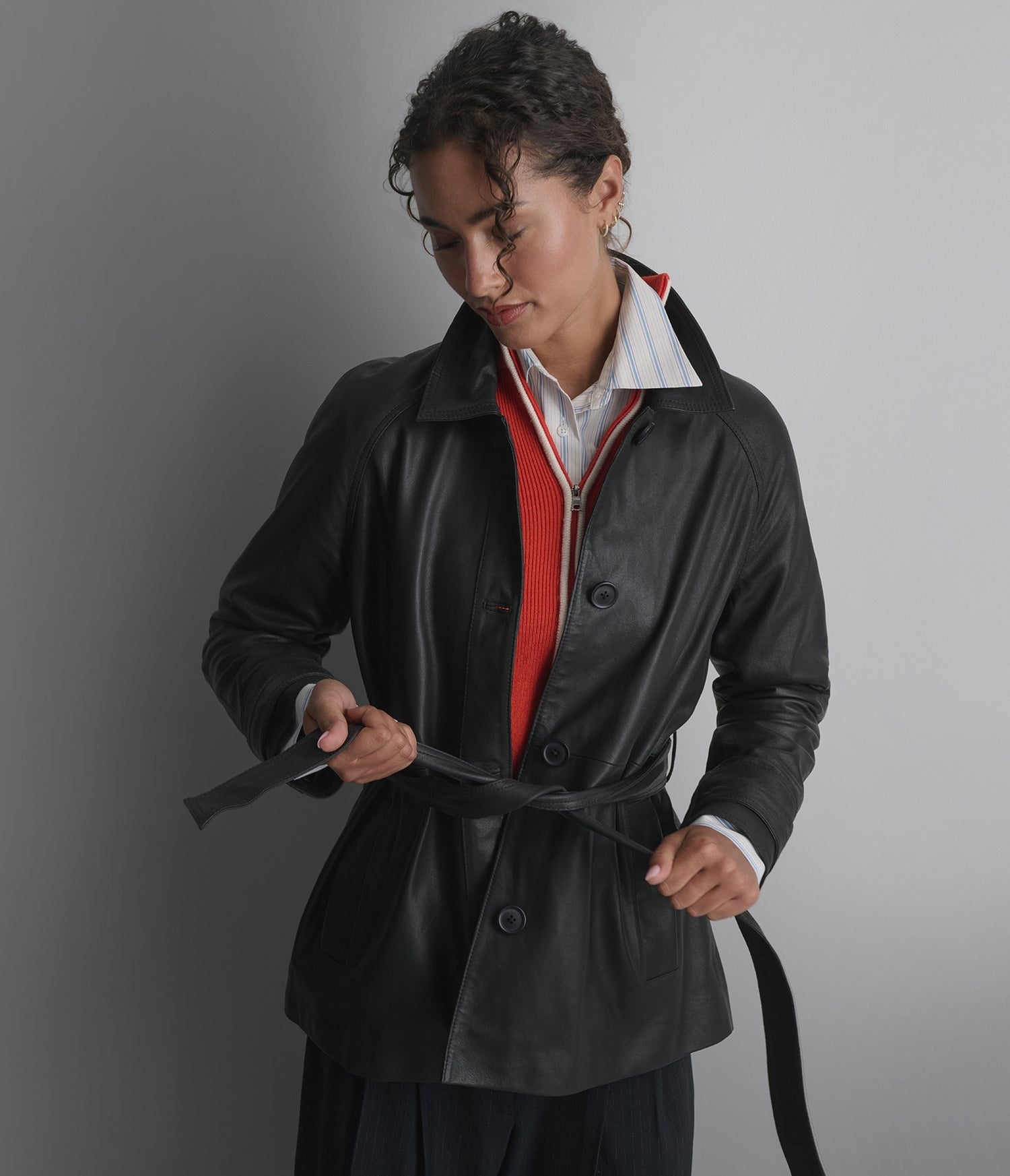 Women's Belted Black Leather Jacket -  Arcane Fox