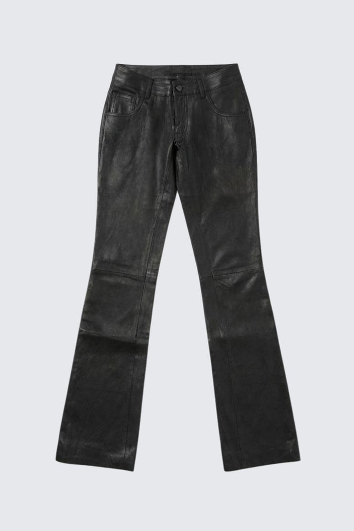 Women's Black Biker Leather Pant