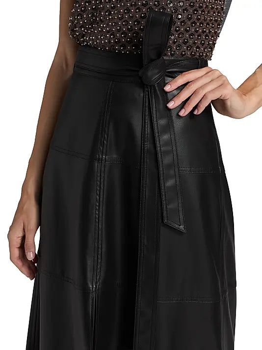 Women's Black Leather Maxi Skirt