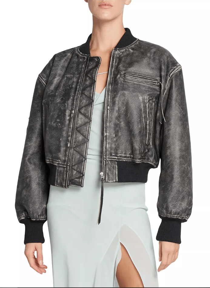 Women's Bomber Vintage Leather Jacket In Black