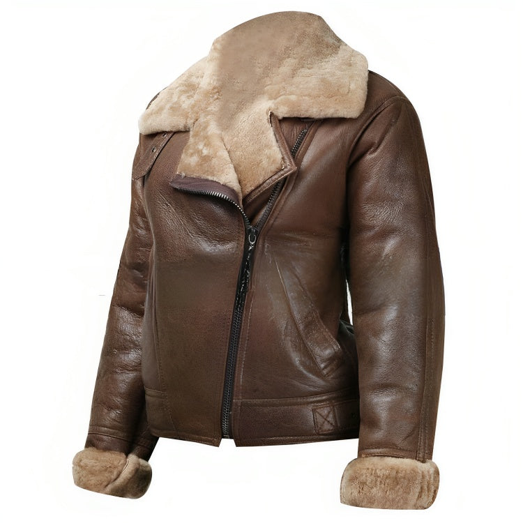 Women's Brown Sheepskin Fur Leather Jacket