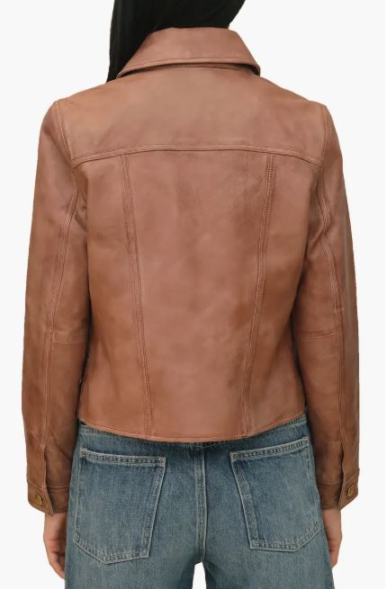 Women's Brown Trucker Leather Jacket