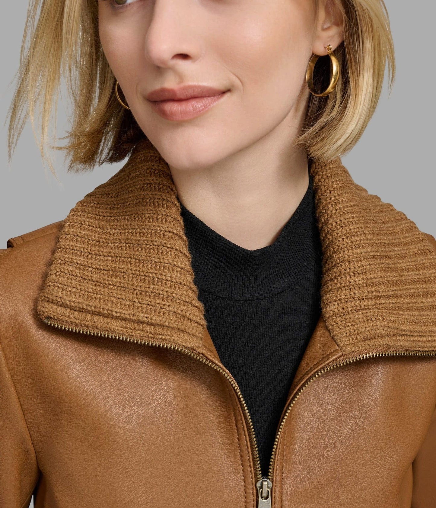 Women's Harrington Bomber Leather Jacket In Brown - Arcane Fox