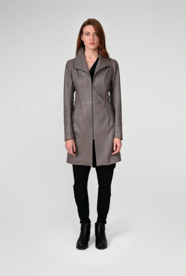 Women's Leather Coats In Gray