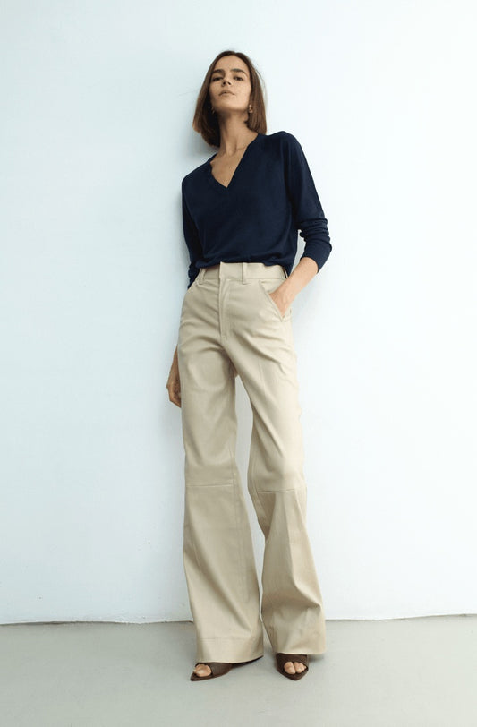 Women's Off White Motorcycle Leather Pant