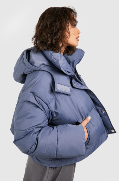 Arcane Fox - Women's Oversized Puffer Detachable Coat In Blue