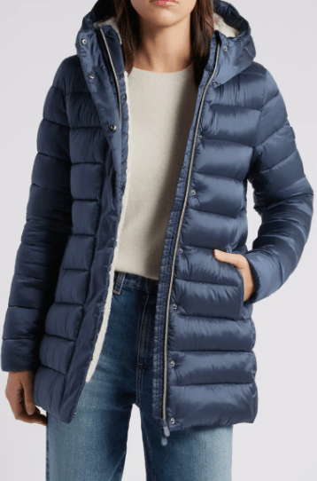 Arcane Fox - Women's Puffer Hooded Coat In Royal Blue