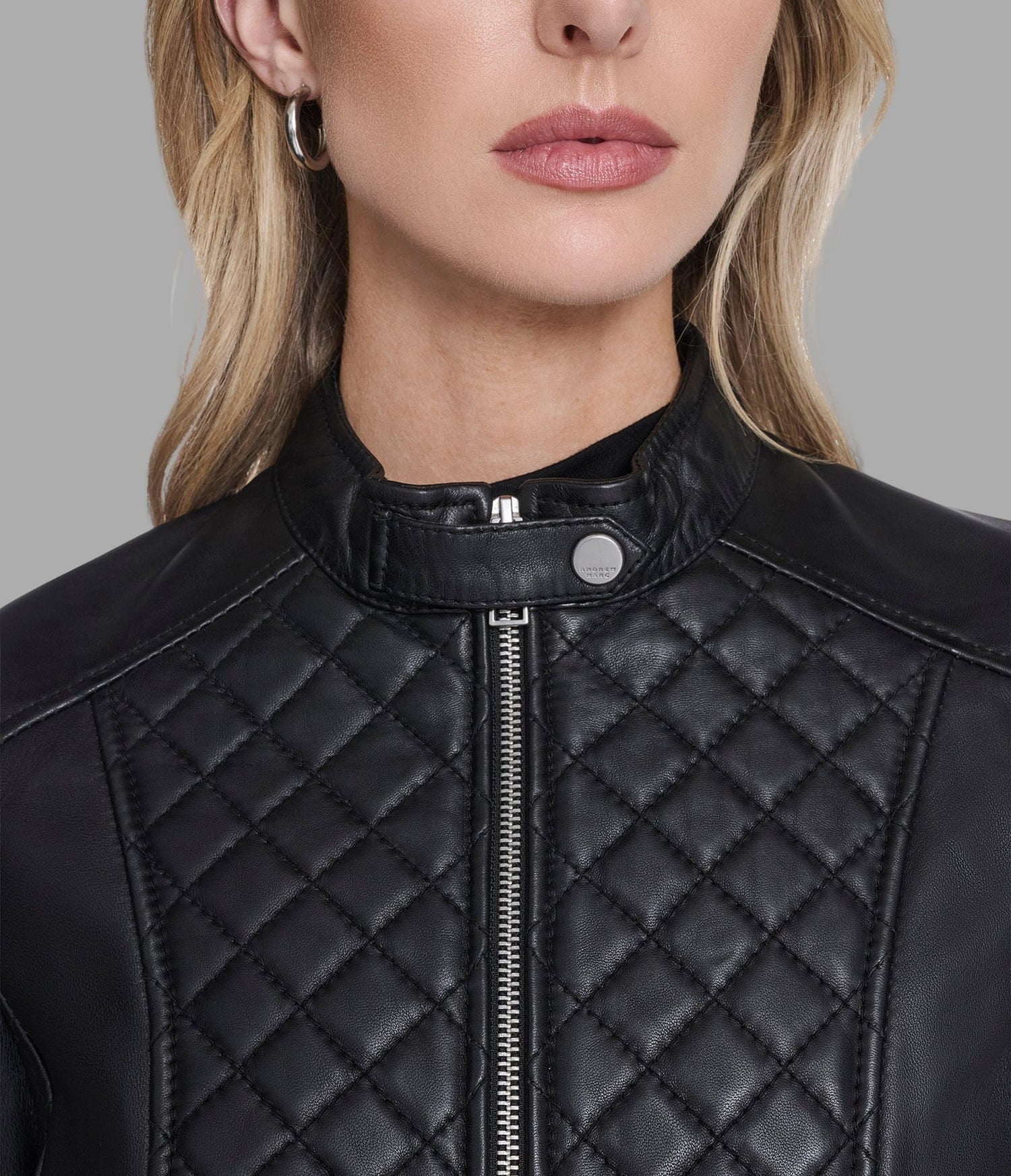 Women's Quilted Motorcycle Leather Jacket In Black - Arcane Fox