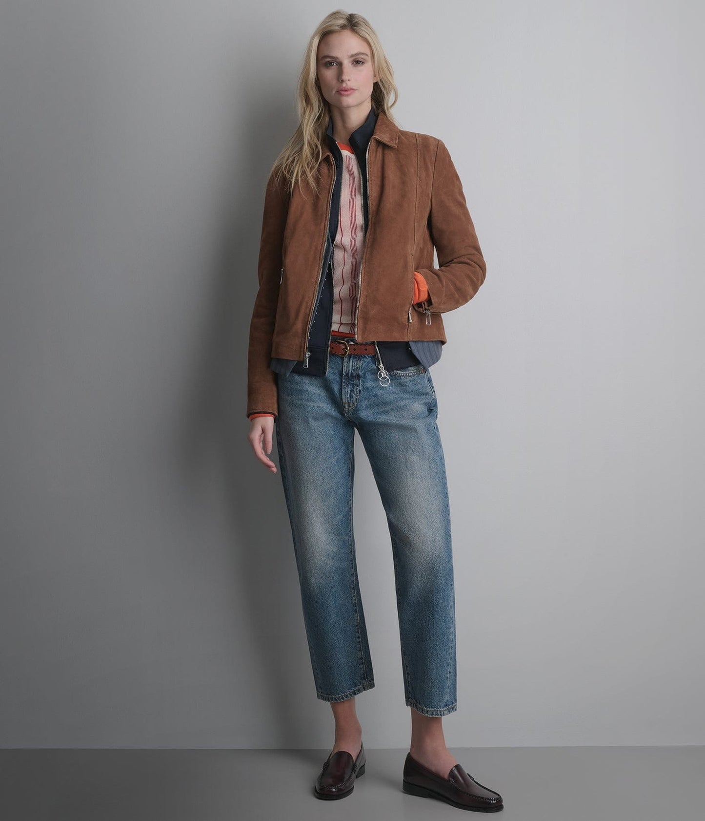 Women's Scuba Brown Suede Leather Jacket - Arcane Fox