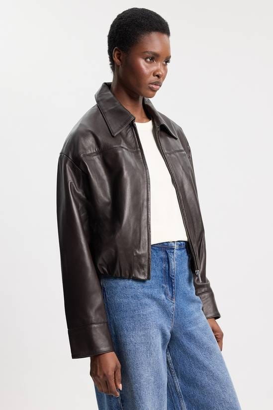 Women's Scuba Chocolate Brown Leather Jacket - Arcane Fox