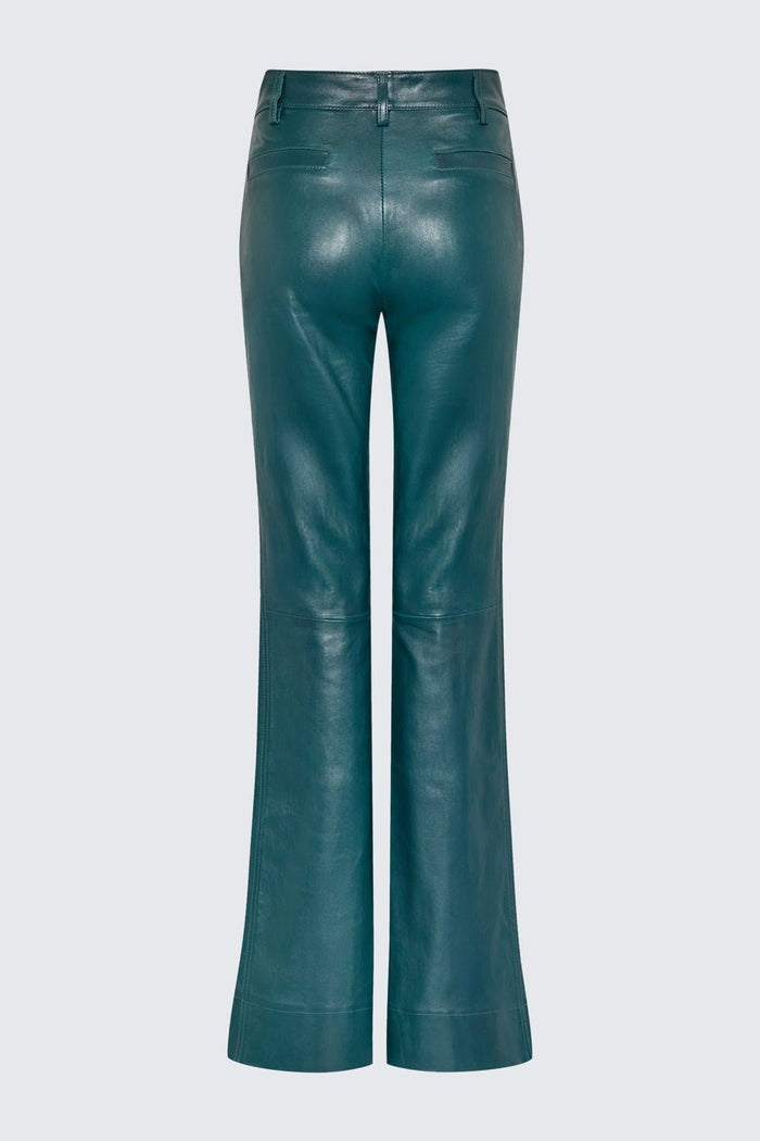 Women's See Green Leather Pant