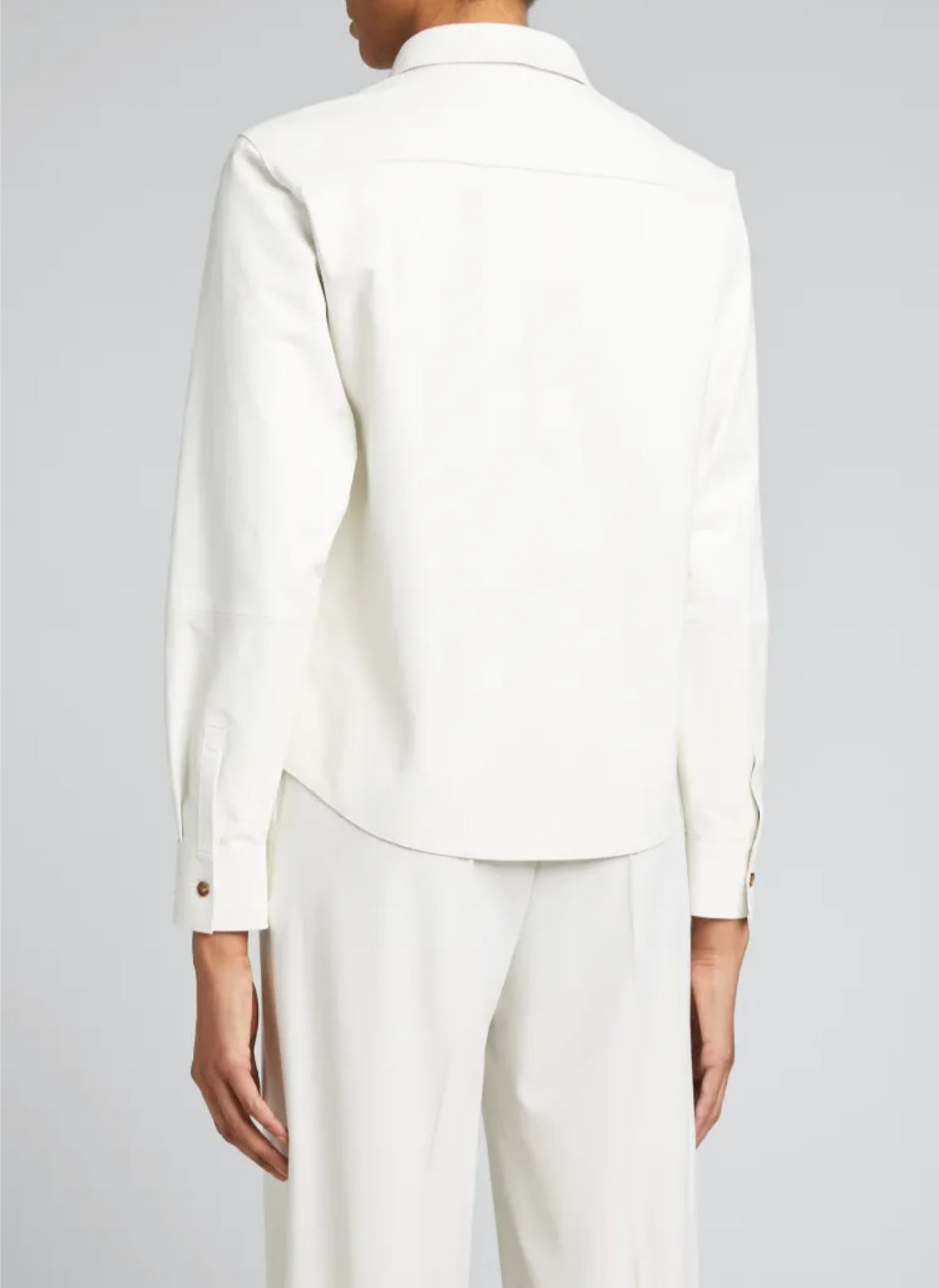 Women's Short Leather Shirt In White