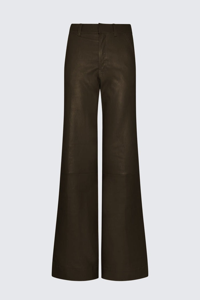 Women's Wide Leg Black Biker Leather Pant