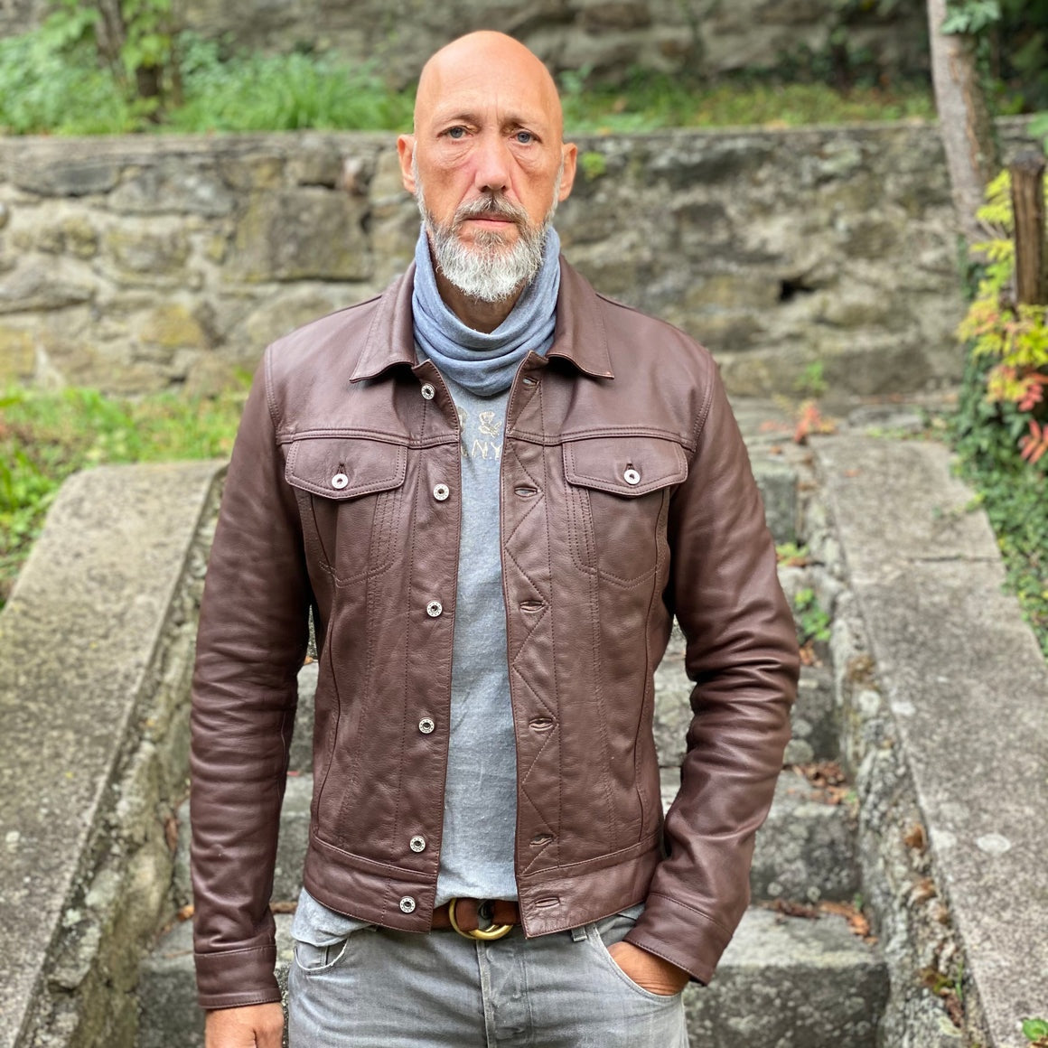 Men's Brown Trucker Leather Jacket