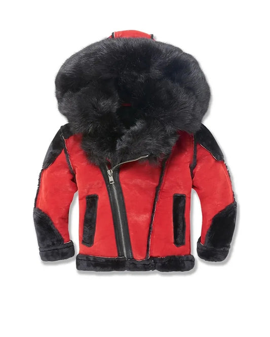 Men's Red Shearling B7 Parka Leather Jacket