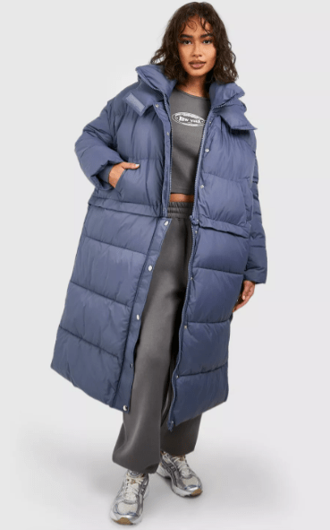 Arcane Fox - Women's Oversized Puffer Detachable Coat In Blue