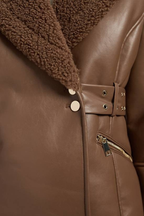 Women's Sheepskin Shearling Brown Leather Jacket