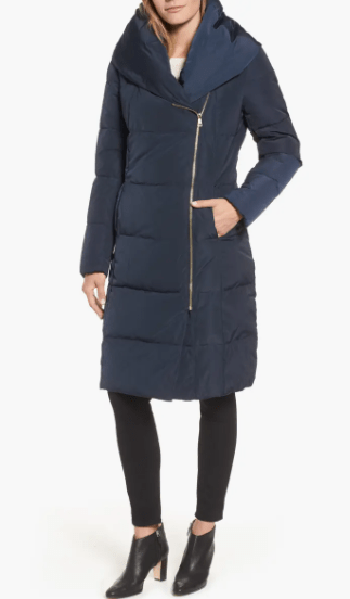 Arcane Fox - Women's Trench Puffer Coat In Dark Blue