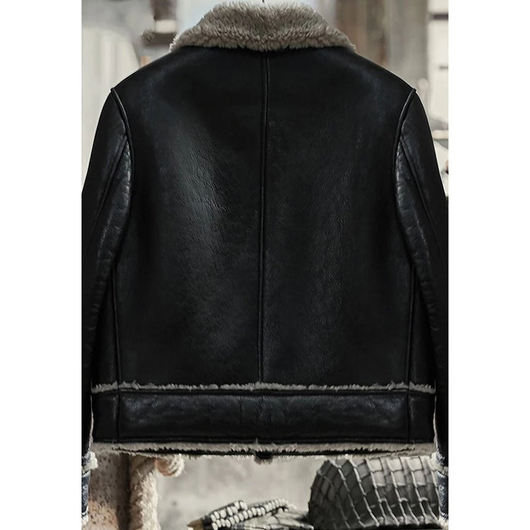 Men's Black Fur Biker Leather Jacket