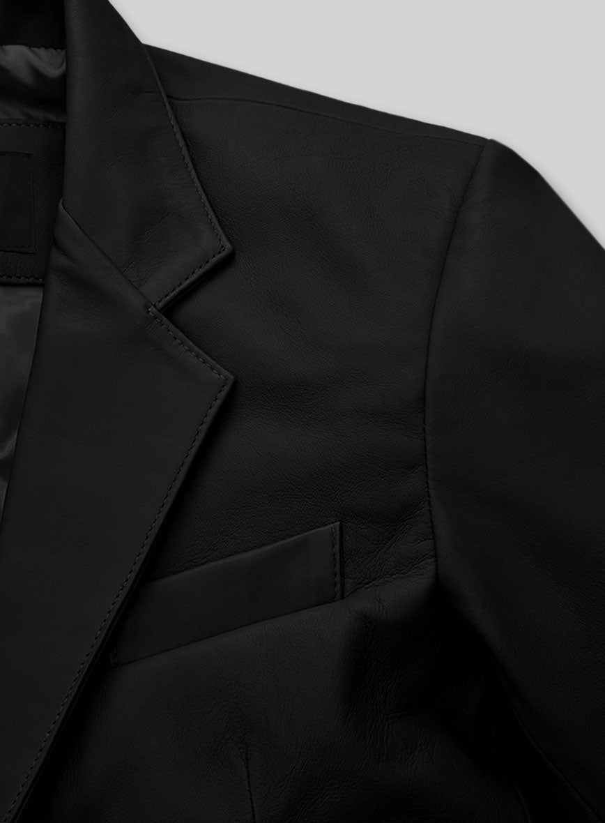 Men's Black Leather Blazer