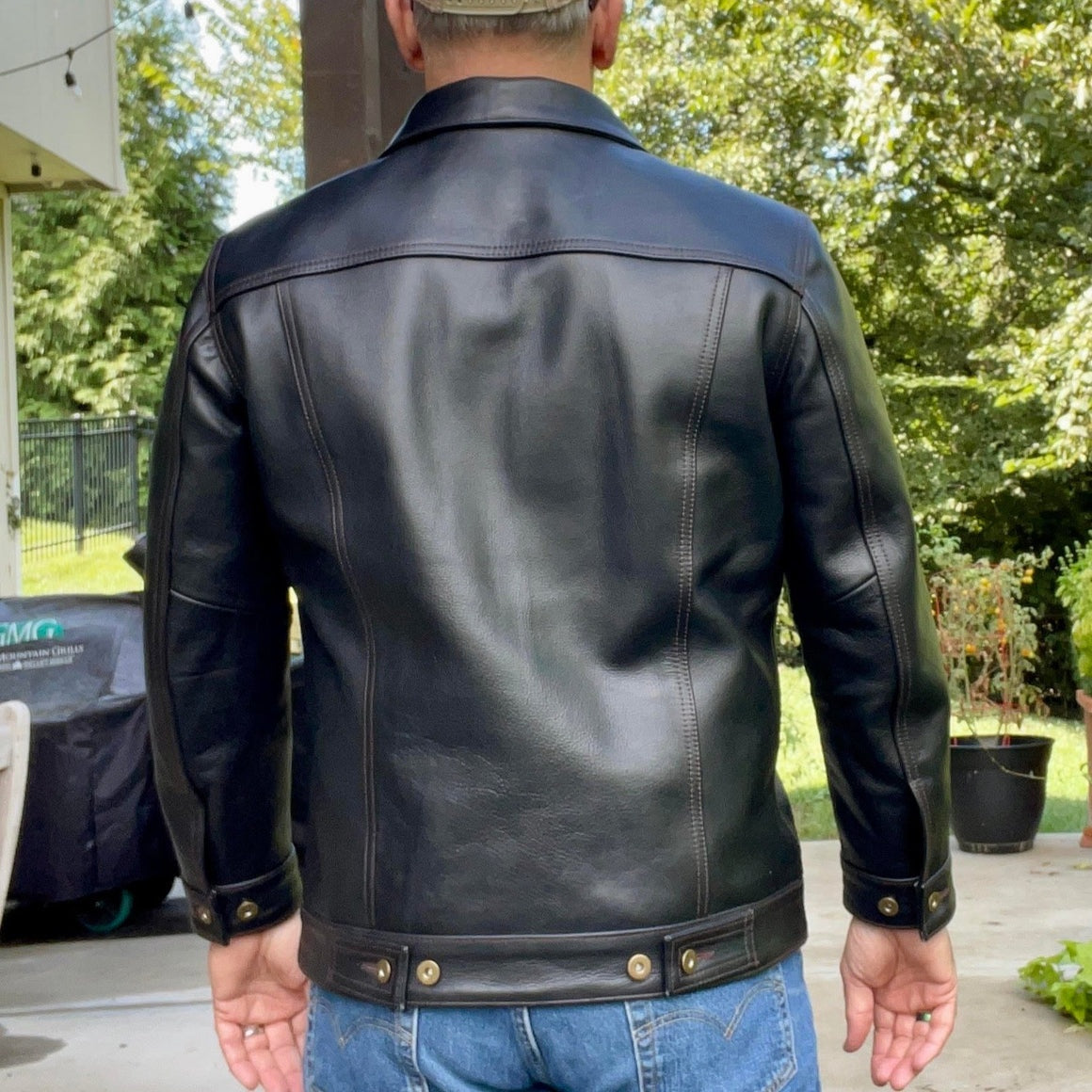Men's Black Trucker Leather Jacket