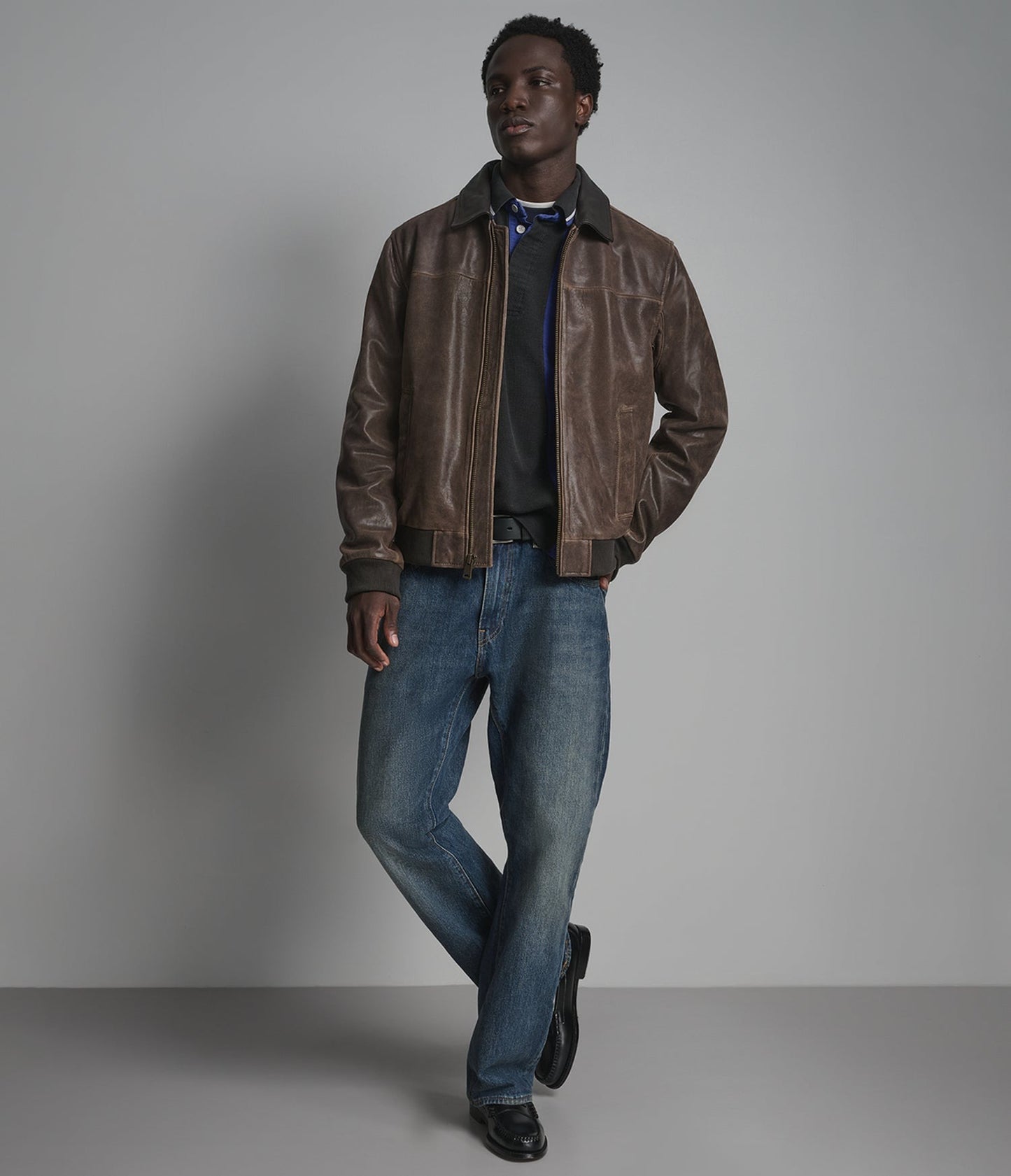 Men's Brown Bomber Leather Jacket