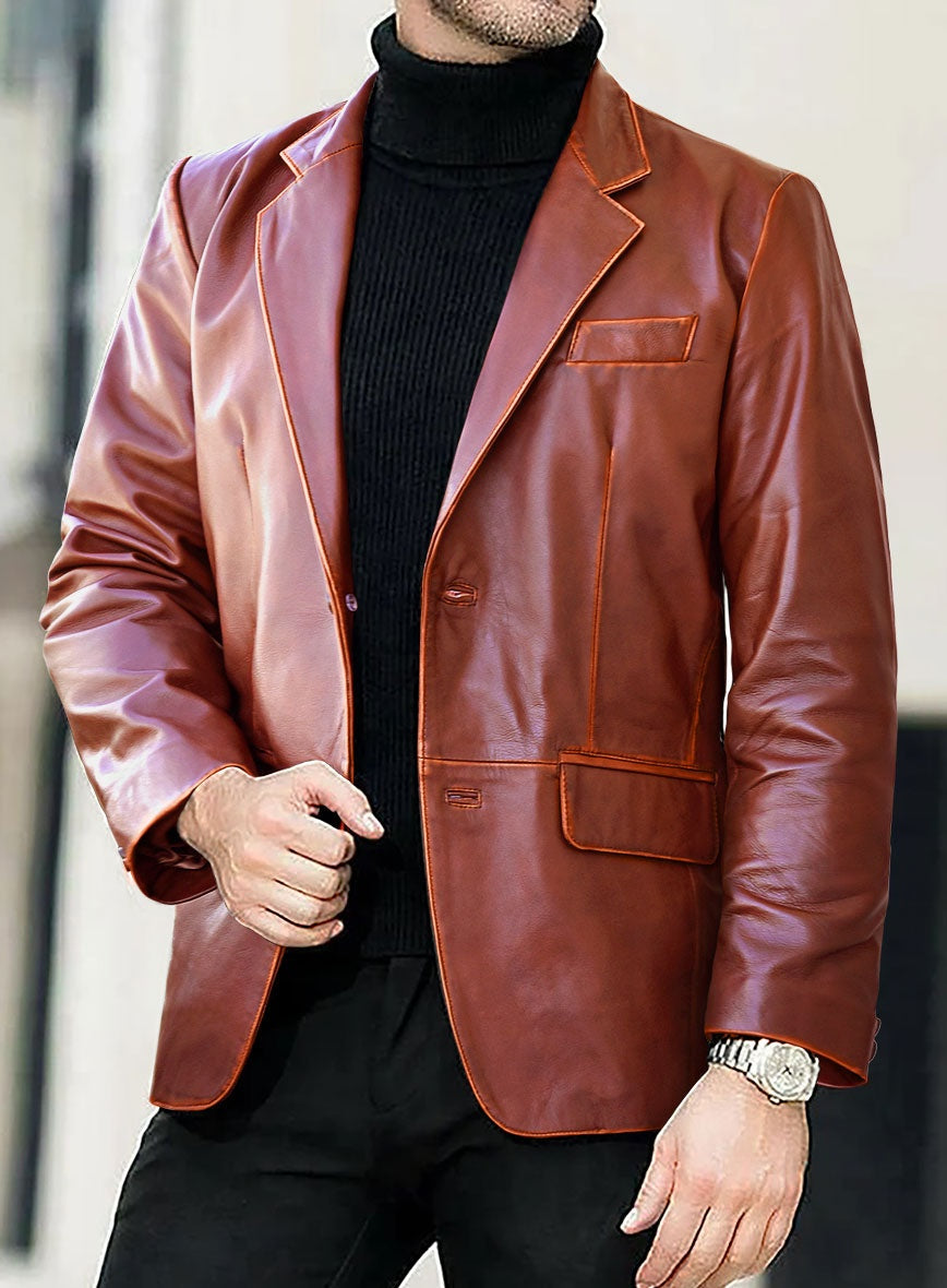 Men's Brown DIstressed Leather Blazer