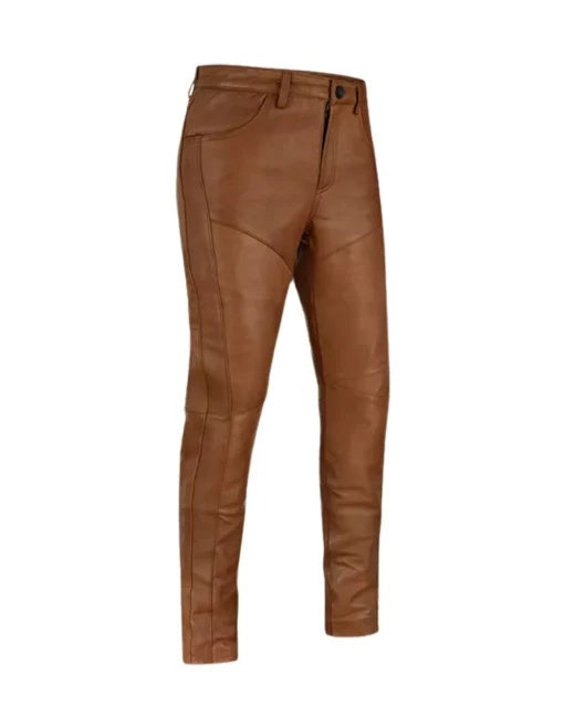 Men's Brown Leather Motorcycle Pant