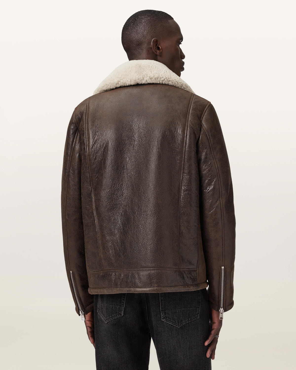 Men's Brown Shearling Aviator Leather Jacket Arcane Fox