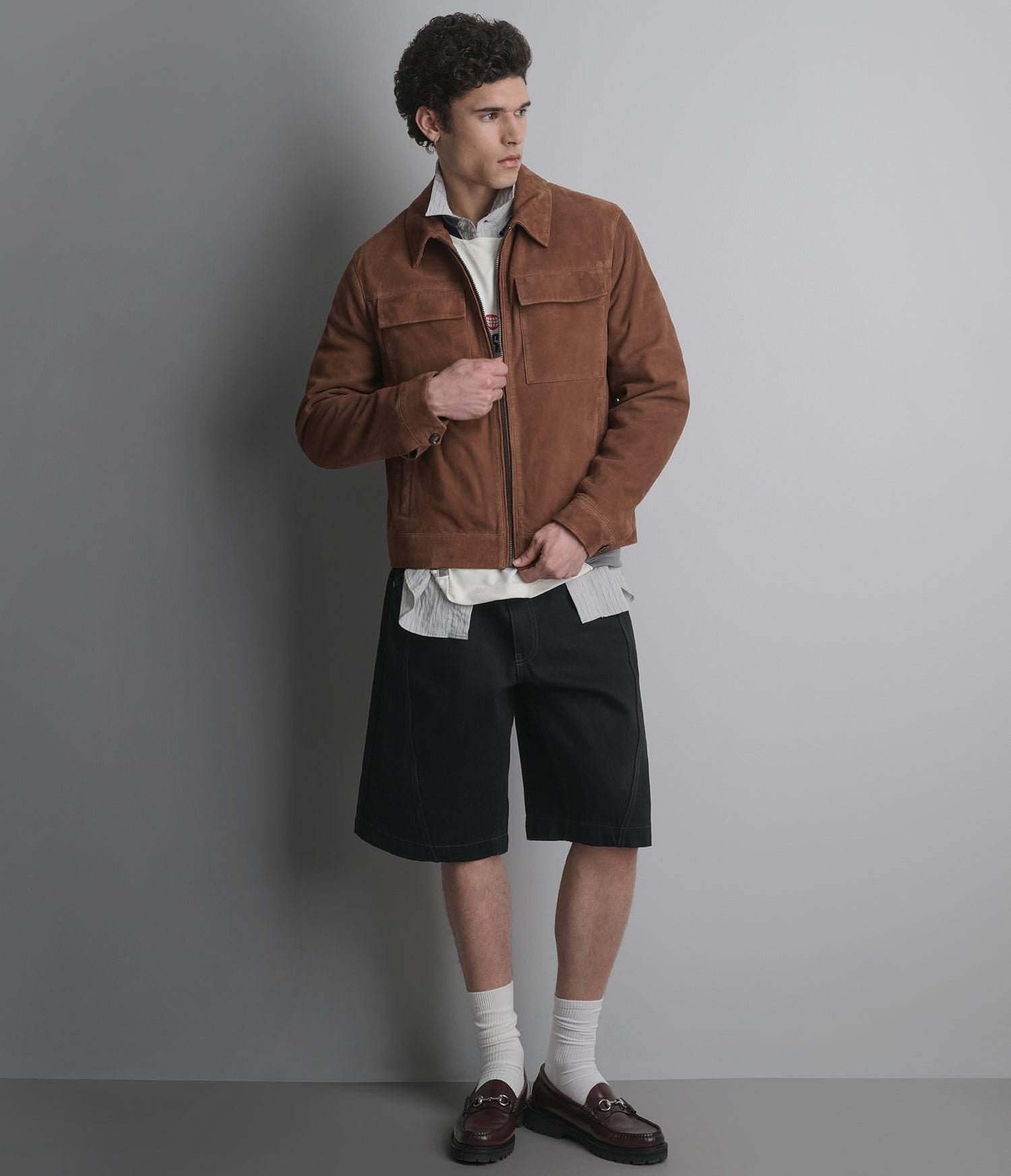 Men's Brown Trucker Suede Leather Jacket - Arcane Fox