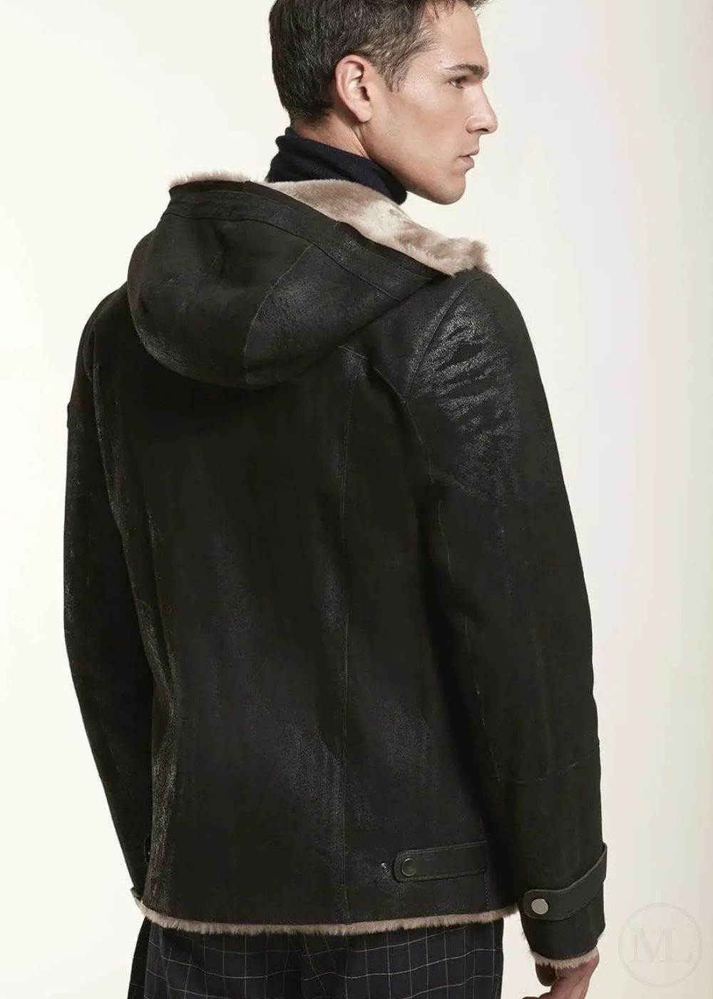 Men's Chocolate Brown Distressed Hooded leather Jacket
