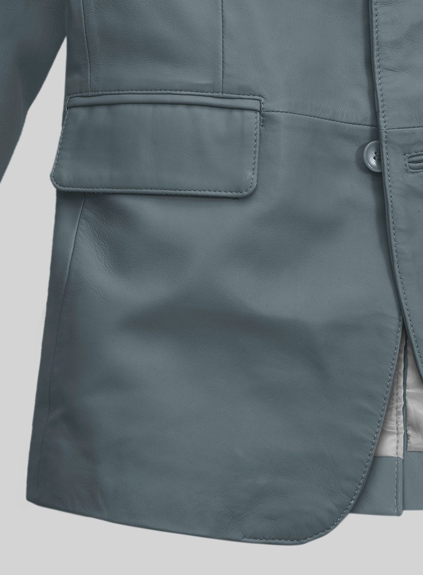 Men's Gray Leather Blazer