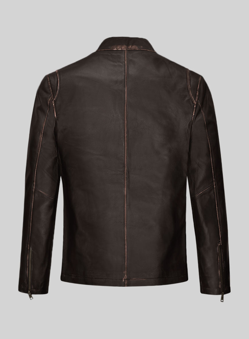 Men's Motorcycle Vintage Leather Jacket In Coffee Brown