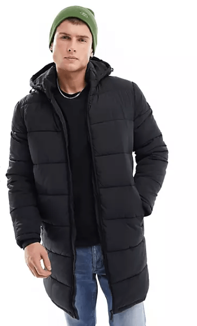 Arcane Fox - Men's Puffer Black Coat With Hood