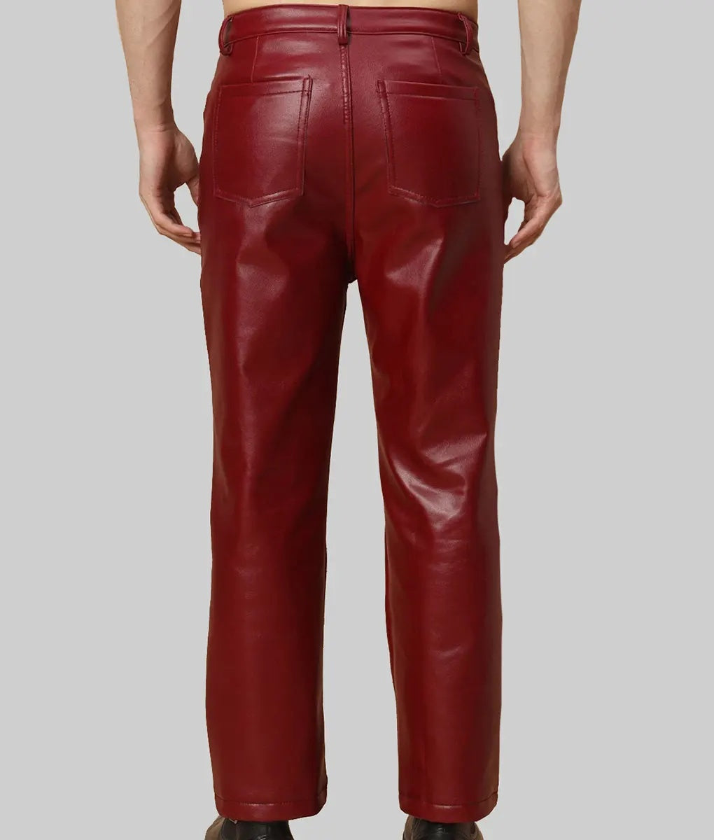 Men's Red Leather Pant