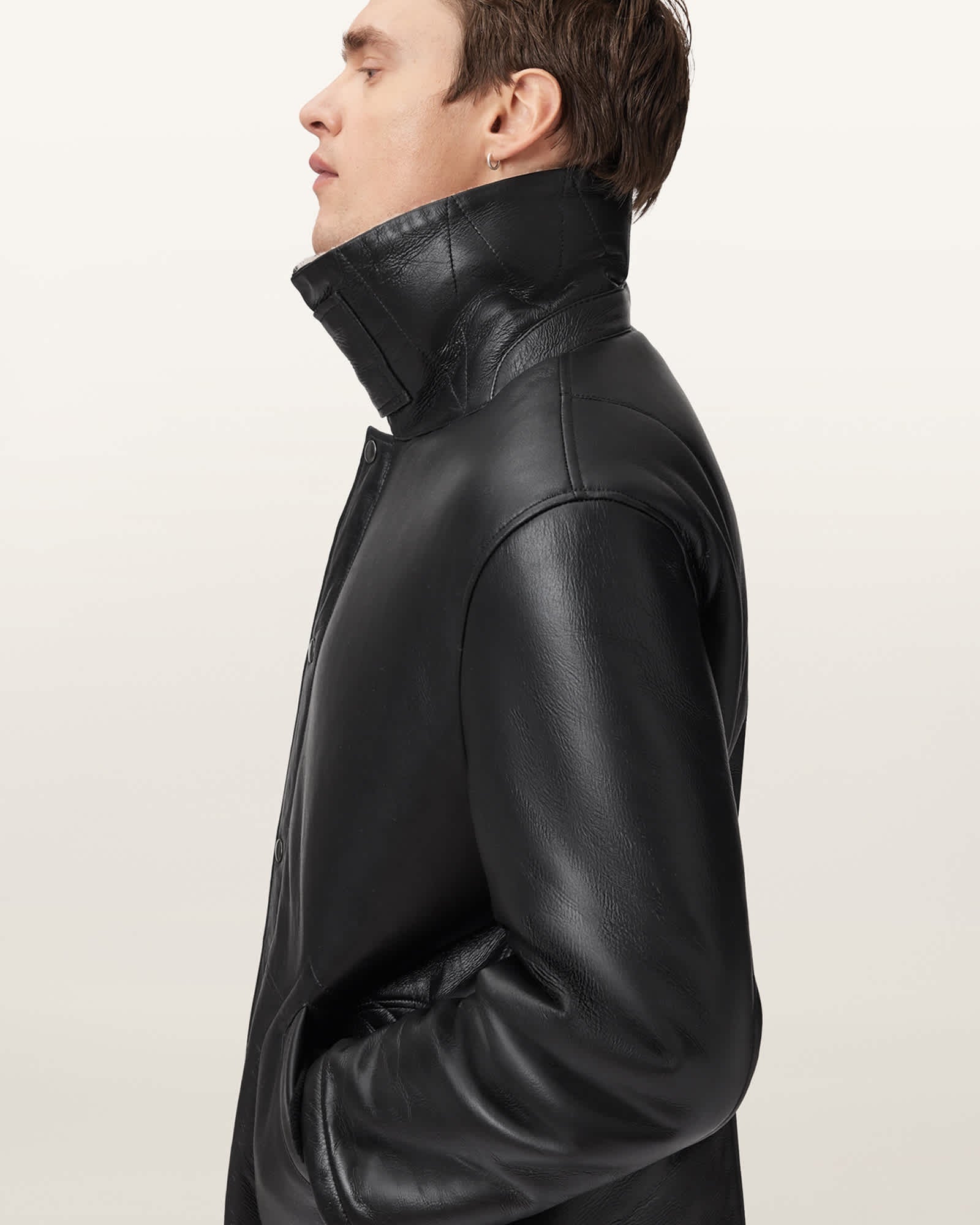 Men's Sheepskin Fur Black Leather Jackets