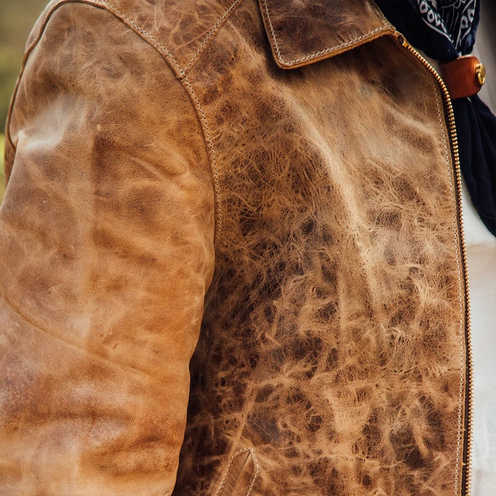 Men's Vintage Brown Distressed Leather Jacket