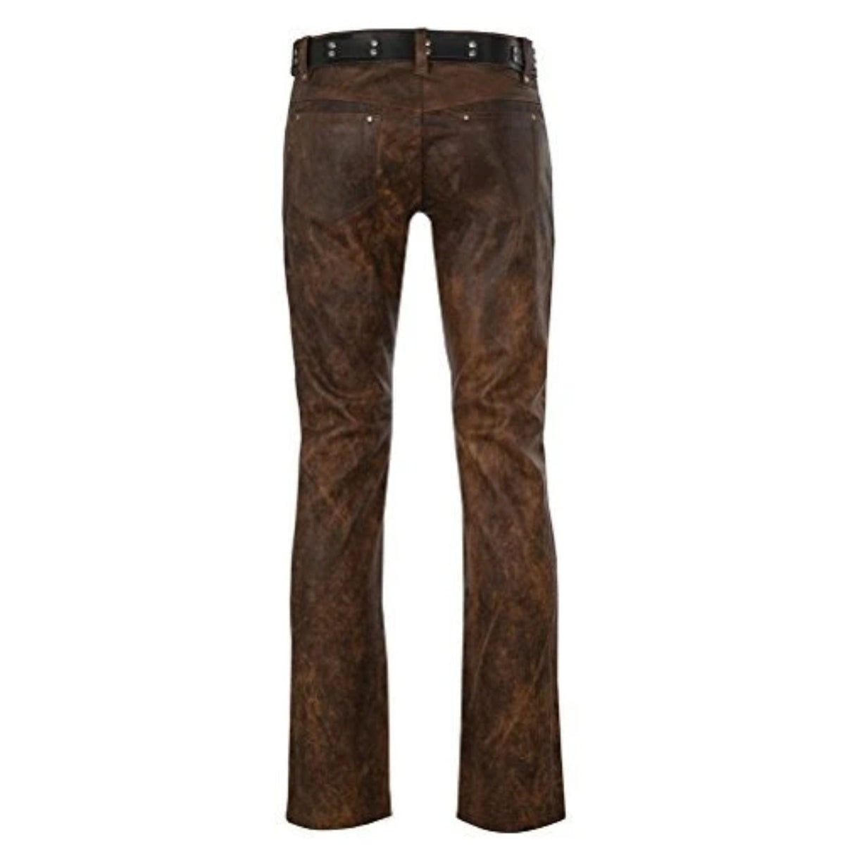 Men's Dark Brown Distressed Leather Pant