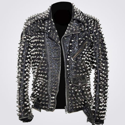 Arcane Fox - Men's Fully Studded Leather Jacket In Black