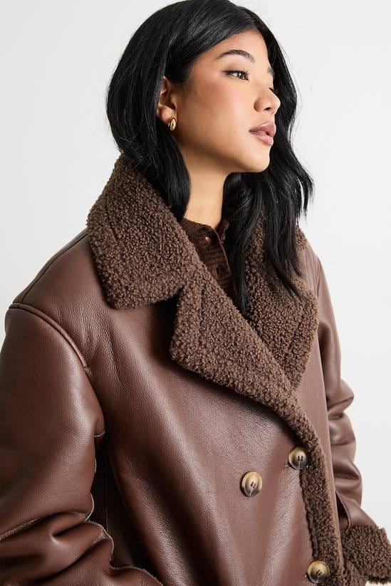 Women's B7 Trench Shearling Leather Coat In Dark Brown - Arcane Fox