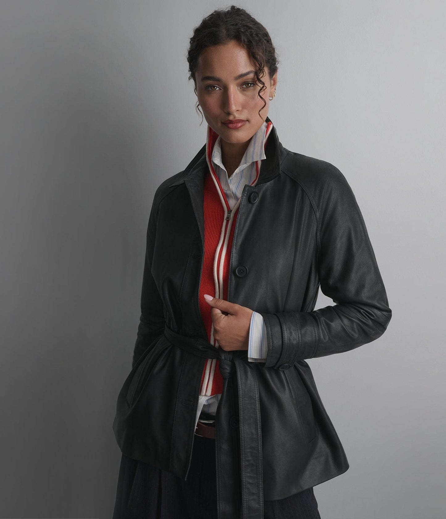 Women's Belted Black Leather Jacket -  Arcane Fox