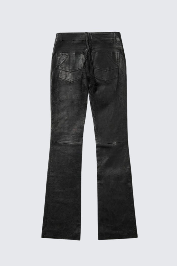 Women's Black Biker Leather Pant