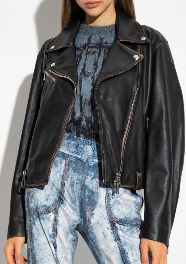 Women's Black Biker Vintage Leather Jacket