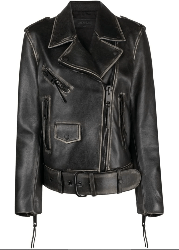 Women's Black Distressed Leather Vintage Jacket