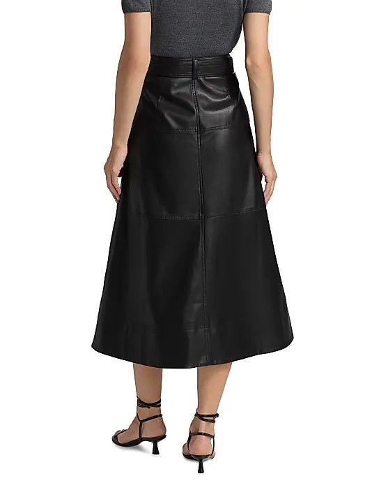 Women's Black Leather Maxi Skirt