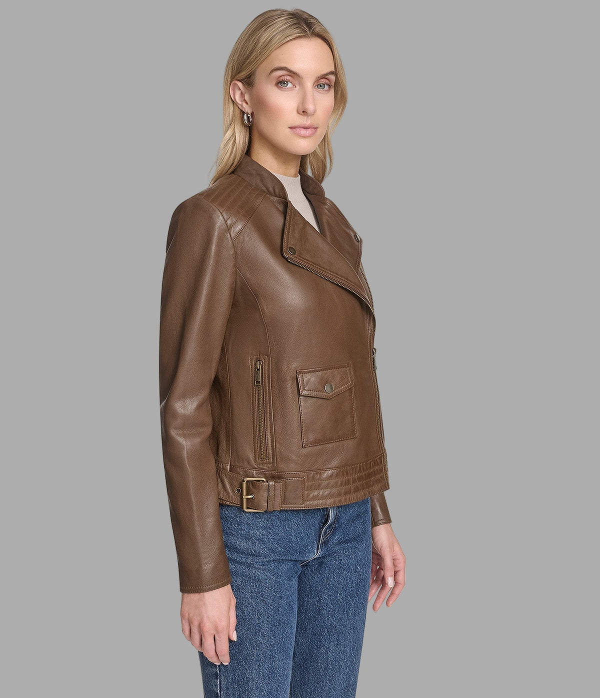 Women's Brown Biker Leather Jacket