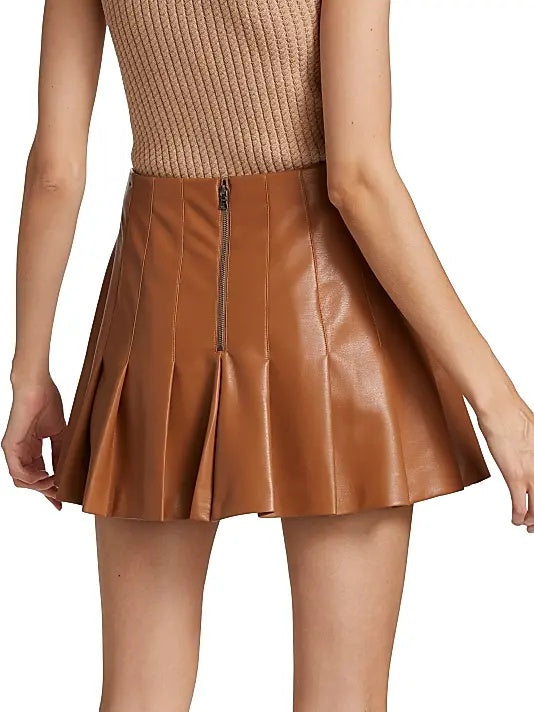 Women's Brown Leather Mini Skirt