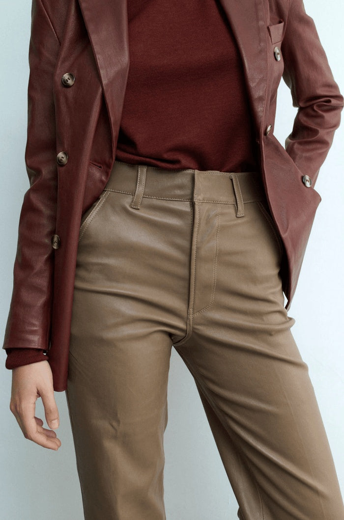 Women's Brown Leather Pant