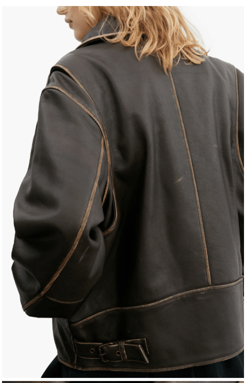 Women's Distressed Vintage Leather Jacket In Dark Brown