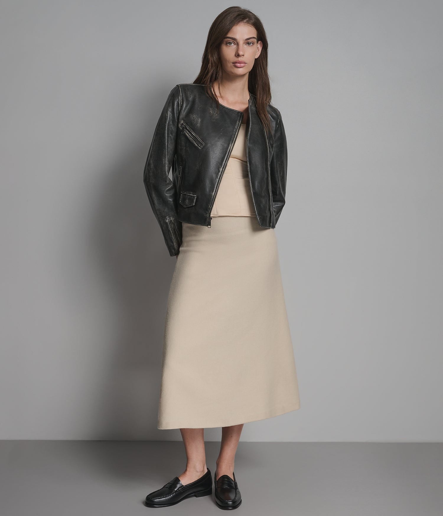 Women's Distressed Vintage Leather Jacket In Black - Arcane Fox
